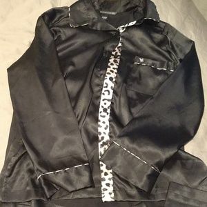Victoria's Secret Black Satin Pajama Set XS